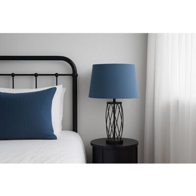 Fairmont Park Alexarae 50cm Black Frame Style Table Lamp with Linen Shade Blue 50cm H X 33cm W X 33cm D Fairmont Park Alexarae 50cm Black Frame Style Table Lamp with Linen Shade Blue 50cm H X 33cm W X 33cm D