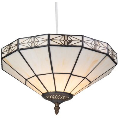 Lark Manor Barfleur 33cm Tiffany Style Cream Glass Bowl Pendant Shade Cream;Beige 22cm H X 33cm W X 33cm D Lark Manor Barfleur 33cm Tiffany Style Cream Glass Bowl Pendant Shade Cream;Beige 22cm H X 33cm W X 33cm D