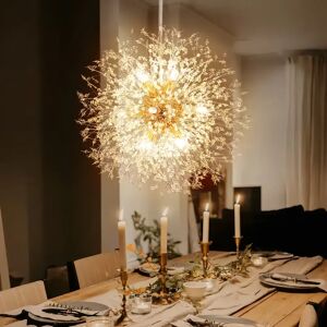 Etta Avenue Dandelion 12-Light Sputnik Crystal Chandelier Starburst Sunburst Ceiling Lighting yellow 55.0 H x 50.0 W x 55.0 D cm