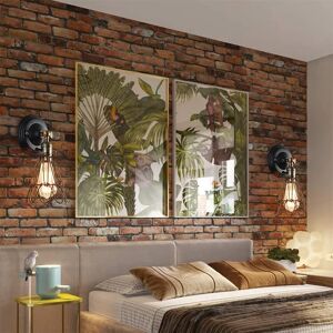 Rio 2 Pcs Industrial Wall Lights - Metal Cage Wall Light Black Lampshade Adjustable Wall Lamp E27 Wall Lighting Fixtures For Home Decor Bedroom Bedside Li black 29.0 H x 14.0 W x 14.0 D cm