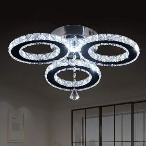 Canora Grey Crystal Pendant Ceiling Light 13X3.5 Inches 3 Rings Crystal Chandelier Flush Mount Lighting Fixture For Bedroom Hobby Living Room (Cool White) white 10.0 H x 41.0 W x 16.0 D cm