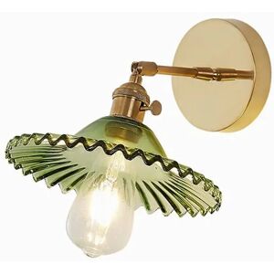 URBNLIVING Industrial Vintage Modern Edison Wall Light Sconce E27 Wall Lamp With Brass Lamp Holder Up& Down Lighting Direction Glass Lampshade For Bedroom Loft L green 6.0 H x 22.0 W x 22.0 D cm