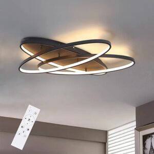 Ivy Bronx LED Modern Ceiling Light 3 Ring Dimmable with Remote Control Hanalei black 4.4 H x 62.0 W x 4.4 D cm