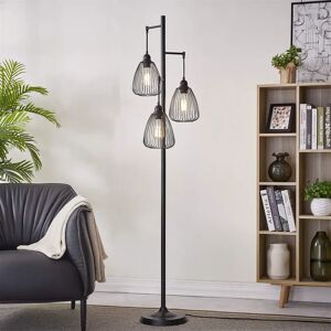 Levi Beer Gold Industrial Floor Lamp For Living Room Modern Floor Lighting Rustic Tall Stand Up Lamp Vintage Farmhouse Tree Floor Lamps For Bedrooms, Office Tor black 167.0 H x 26.0 W x 26.0 D cm