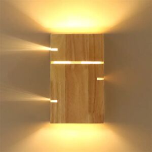 URBNLIVING Wood Wall Lights Indoor, 2-Light Modern Wooden Up Down Wall Lamp Wall Wash Light 10W Warm White LED Wall Sconce For Living Room, Bedroom, Hallway, Hot 25.0 H x 15.0 W x 10.0 D cm
