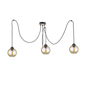 Keter Lighting 3 - Light Cluster Globe Pendant with Wood Accents black/brown 13.0 H x 15.0 W x 15.0 D cm