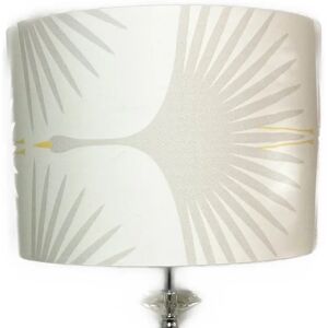 17 Stories Fly Bye Art Deco Swans Cotton Drum Lamp Shade brown/white 25.0 H x 40.0 W x 40.0 D cm