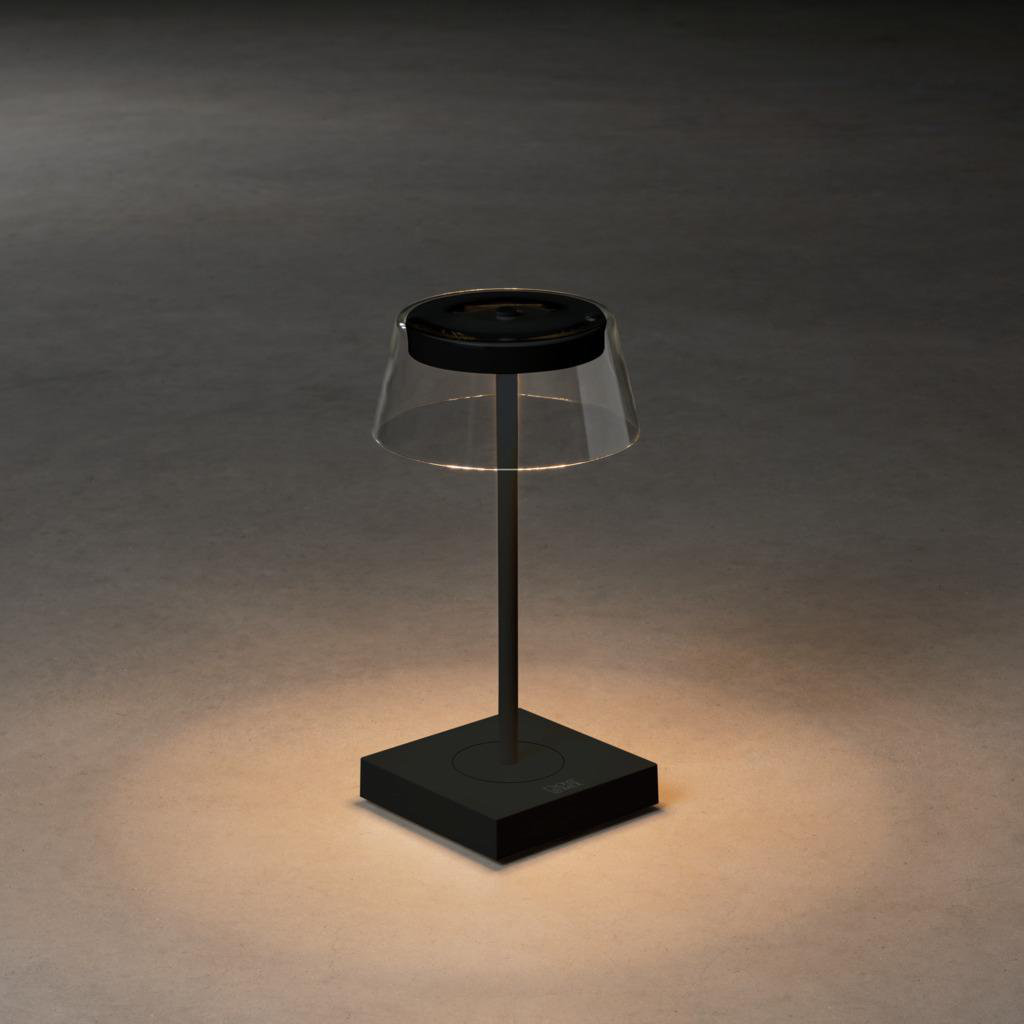 Konstsmide Scilla Cordless Table Lamp - USB Rechargeable, Dimmable LED, Elegant Design Black 27cm H X 11cm W X 11cm D