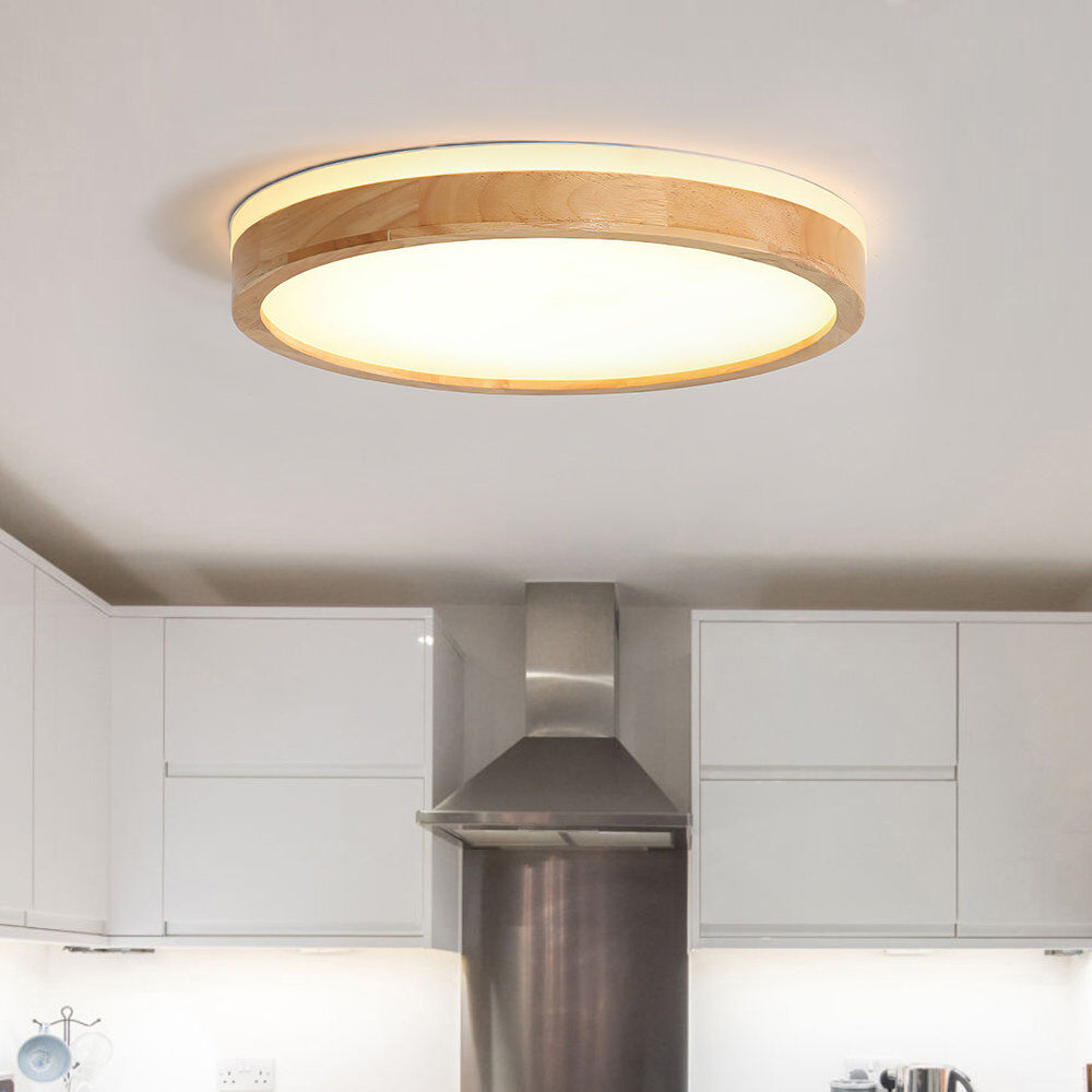 Ebern Designs Damiyon 1-Light 30cm Modern Dimmable LED Energy-Saving Ceiling Light Round Flush Mount Lamp Walnut 5cm H x 40cm W x 40cm D