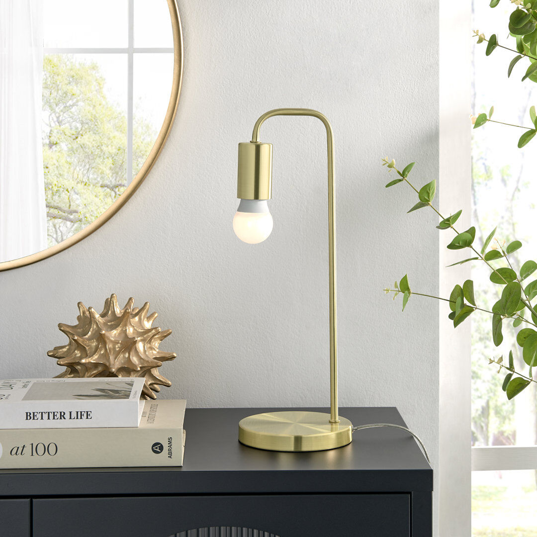 Borough Wharf Keohane Metal Frame Desk Lamp - Simple Modern Design Table Light Gold 46cm H X 14cm W X 14cm D