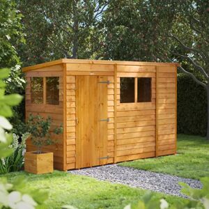 4 ft. W x 10 ft. D Power Pent Overlap Dip Treated Shed (10x4) brown 195.58 H x 309.88 W x 121.92 D cm