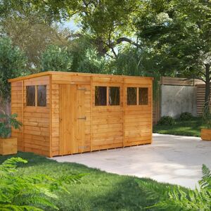 6 ft. W x 12 ft. D Power Pent Overlap Dip Treated Shed (12x6) brown 195.58 H x 368.3 W x 180.34 D cm