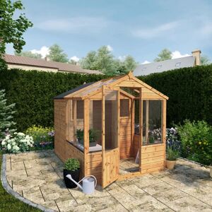 Mercia Garden Products Mercia 8 x 6ft Traditional Apex Greenhouse/Shed Combi brown 244.0 H x 183.0 W x 246.0 D cm