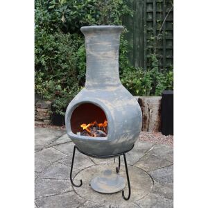 Gardeco Colima Extra Large Mexican Clay Chimenea in Light Grey brown/gray 125.0 H x 55.0 W x 55.0 D cm