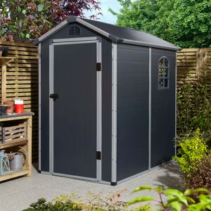 Rowlinson Airevale 4X6 Plastic Apex Shed Light Grey gray 175.768 H x 260.858 W x 120.904 D cm