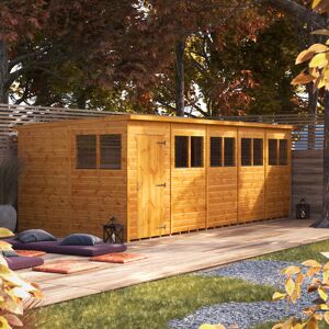 Powersheds 20 x 8ft Timber Tongue & Groove Pent Garden Shed Brown 260.4cm W X 608.6cm D X 202.8cm H