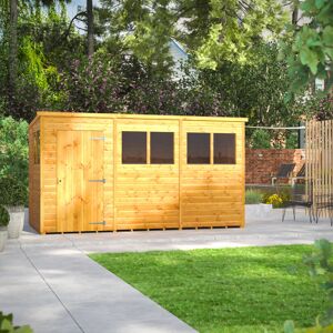 Powersheds 12 x 6ft Timber Tongue & Groove Pent Garden Shed Brown 190.8cm W X 370.6cm D X 202.8cm H