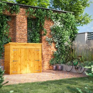 Powersheds 6 x 3ft Pent Timber Tongue & Groove Bike Shed Brown 100.8cm W X 192.6cm D X 168.6cm H
