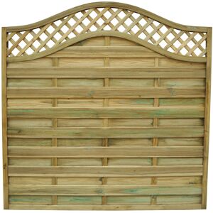 Forest Garden Europa Prague 6' x 6' (1.8m x 1.8m) Horizontal Weave Fence Panel Natural Timber 180cm W X 180cm H X 4cm D