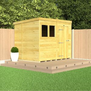 Dakota Fields 8ft x 4ft Pent Shed - Single Door with Windows Green 245.7cm W X 129.5cm D X 201.3cm H