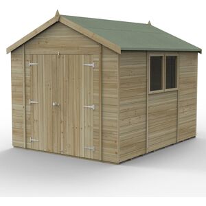 Forest Garden Timberdale 10 x 8 Double Door Apex Shed Brown 251.8cm W X 306.2cm D X 241.2cm H