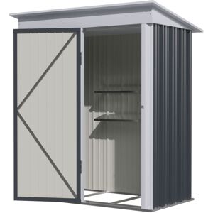 Dakota Fields Bindiya 5 ft. W x 3 ft. D Galvanised Steel Pent Garden Shed Dark Grey 161cm W X 95cm D X 181cm H