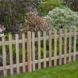 Forest Garden 6' x 3' (1.8m x 0.9m) Picket Fence Panel Golden Brown 182.8cm W X 89.4cm H X 3.8cm D