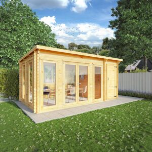 Mercia Garden Products Mercia 17ft x 10ft Studio Pent Log Cabin With Side Shed (44mm)