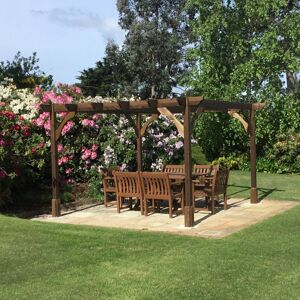 Dakota Fields Baudel Solid Wood Pergola Rustic Brown 8 ft x 10 ft