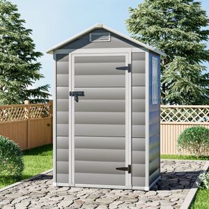 Dakota Fields Breella 4 ft. W x 3 ft. D Plastic Pent Storage Shed White;Grey 122.5cm W X 92.2cm D X 202cm H