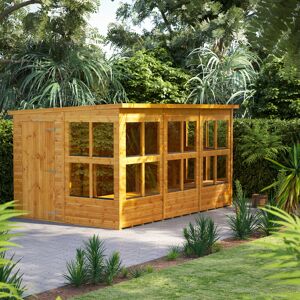 Powersheds 12 x 8ft Timber Tongue & Groove Pent Potting Shed Brown 260.4cm W X 370.6cm D X 202.8cm H