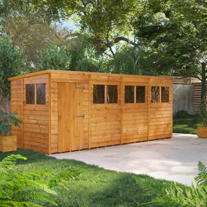Powersheds 16 x 6ft Timber Overlap Pent Garden Shed Brown 190.8cm W X 489.6cm D X 202.8cm H