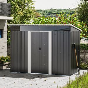 Dakota Fields Breinne 8 Ft. W x 6 Ft. D Metal Pent Tool Shed Black 250cm W X 188cm D X 205cm H