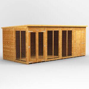 Powersheds 16 x 8ft Timber Tongue & Groove Pent Summerhouse Combi (includes 4ft Side Store)