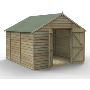 Forest Garden Overlap Pressure Treated 10 x 10 Apex Shed - No Window, Double Door Brown 319.9cm W X 300.6cm D X 240.6cm H
