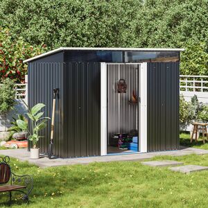 Dakota Fields Brenno 8 Ft. W x 4 Ft. D Metal Pent Tool Shed Charcoal black 249cm W X 128cm D X 200cm H