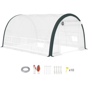 Outsunny 10 Ft W x 13 Ft D Polytunnel Greenhouse White 200cm H X 300cm W X 396cm D