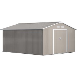 Ebern Designs Jermone 13 ft. W x 11 ft. D Metal Flat Tool Shed Grey 340cm W X 386cm D X 200cm H