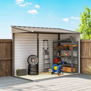 Outsunny 8 ft. W x 4 ft. D Galvanised Steel Pent Storage Shed Brown 270cm W X 143cm D X 202cm H