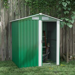 Dakota Fields Brely 5 ft. W x 4 ft. Galvanised Steel Pent Garden Shed White;Green 152cm W X 132cm D X 188cm H