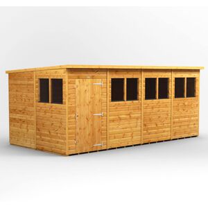 Powersheds 16 x 8ft Timber Tongue & Groove Pent Garden Shed Brown 260.4cm W X 489.6cm D X 202.8cm H