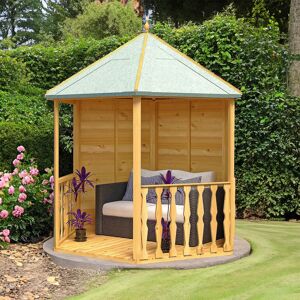 Shire GB Shire 8 ft x 7 ft Garden Arbour Brown 300cm H X 282cm W X 244cm D