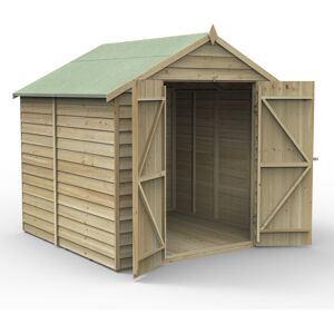 Forest Garden Overlap Pressure Treated 7 x 7 Apex Shed - No Window, Double Door Brown 231.8cm W X 212.2cm D X 218.1cm H