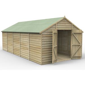 Forest Garden Overlap Pressure Treated 10 x 20 Apex Shed - No Window, Double Door Brown 319.9cm W X 595.6cm D X 240.6cm H
