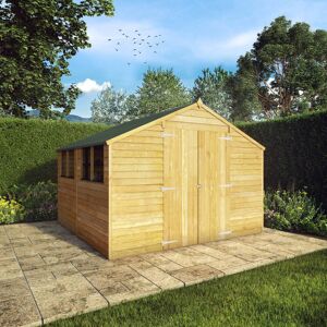 Mercia Garden Products Mercia 10 x 10ft Overlap Apex Workshop Brown 310cm W X 297cm D X 225cm H