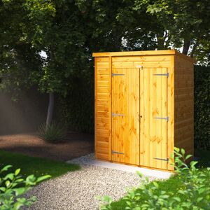 Powersheds 5 x 3ft Tool Timber Tongue & Groove Shed Double Door Brown 100.8cm W X 162.1cm D X 202.8cm H