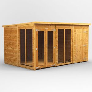 Powersheds 12 x 8ft Timber Tongue & Groove Pent Summerhouse Combi (includes 4ft Side Store)