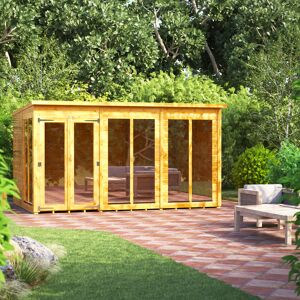 Powersheds 12 x 8ft Timber Tongue & Groove Pent Summerhouse Brown 260.4cm W X 370.6cm D X 202.8cm H