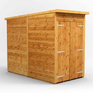 Powersheds 4 x 8ft Timber Tongue & Groove Windowless Pent Garden Shed Double Doors Brown 260.4cm W X 132.6cm D X 202.8cm H