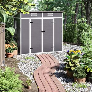 Living and Home 6 ft W x 4 ft D Plastic Storage Shed Grey 194cm W X 120cm D X 181cm H
